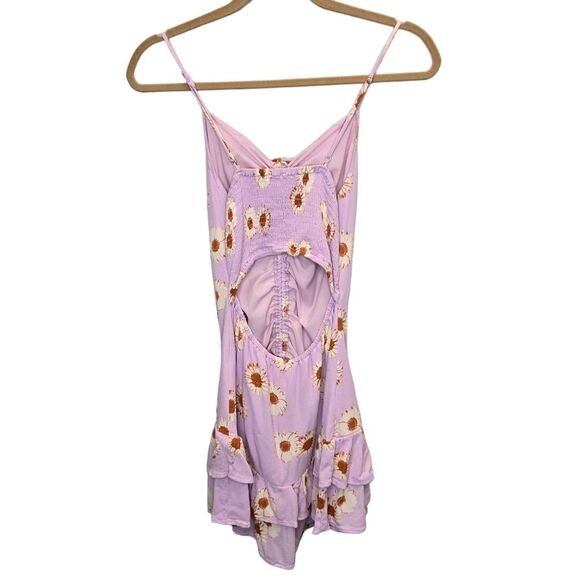 Love Tree Women's Floral Daisy Ruffle Lilac Purple Mini Peplum Dress M - Picture 8 of 16
